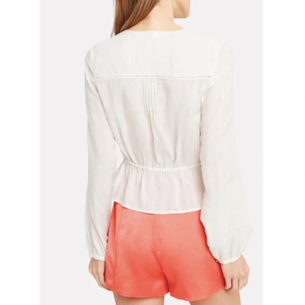Veronica Beard Ivory Silk Peplum Drawstring Blouse NWOT! Size 2 - Picture 7 of 16